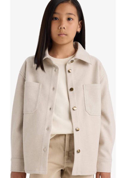 Kız Çocuk Uzun Kollu Çıtçıtlı Gömlek Ceket F2271A825AU