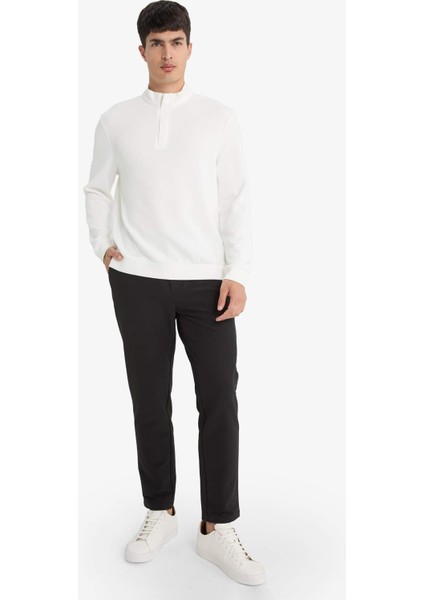 Regular Fit Dik Yaka Yarım Fermuarlı Sweatshirt F2821AX25AU fırsatları