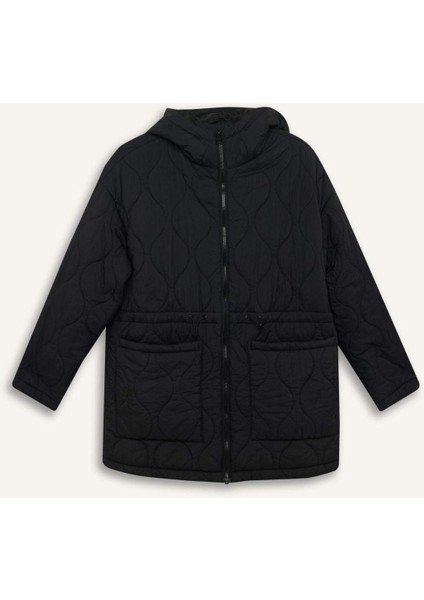 Su Geçirmez Regular Fit Kapüşonlu Fermuarlı Kapitoneli Mont E8693AX25AU