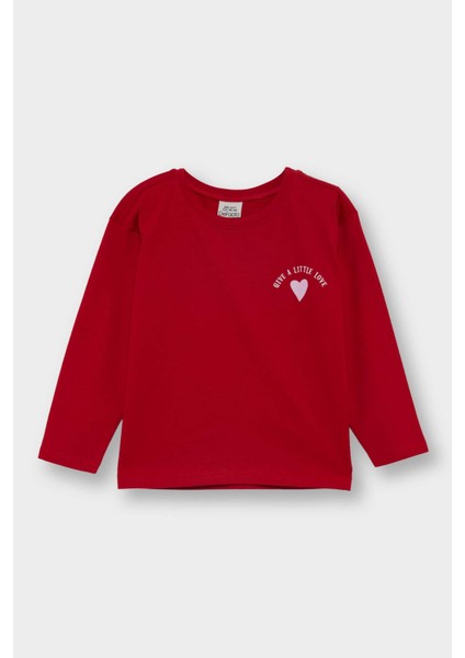 Kız Bebek Bisiklet Yaka Kalp Desenli 2'li Uzun Kollu Tişört F1416A525AU fiyatları