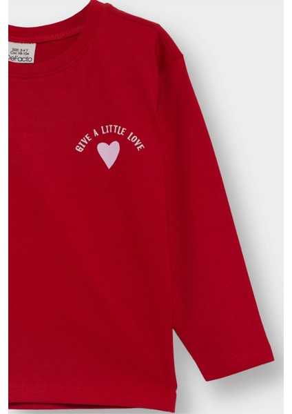 Kız Bebek Bisiklet Yaka Kalp Desenli 2'li Uzun Kollu Tişört F1416A525AU modelleri