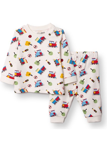 Erkek Bebek New Year Uzun Kol Pijama Takımı Interlok Bisiklet Yaka Uzun Kol Ribanalı Paça