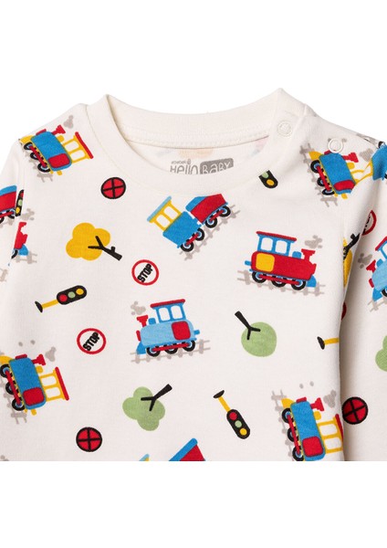 Erkek Bebek New Year Uzun Kol Pijama Takımı Interlok Bisiklet Yaka Uzun Kol Ribanalı Paça modelleri