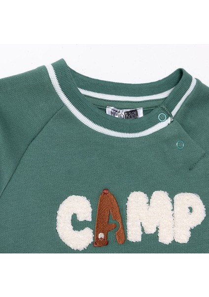 Erkek Bebek Camp Life Sweatshirt Bisiklet Yaka Uzun Kol modelleri