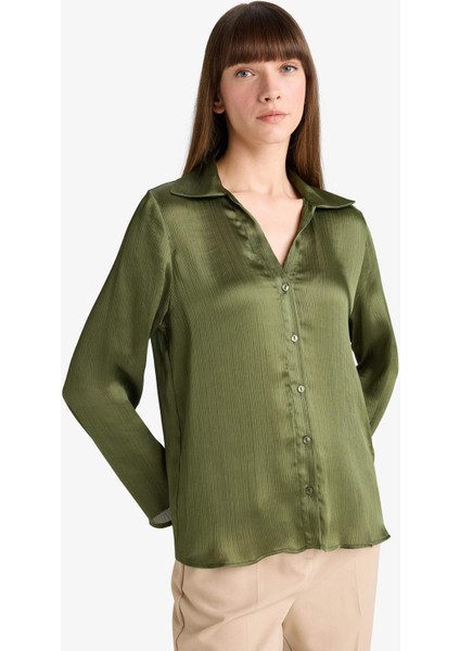 Regular Fit Saten Uzun Kollu Gömlek G1924AX25AU modelleri