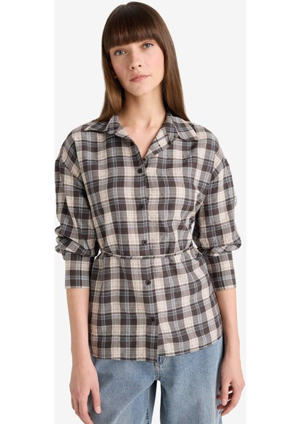 Oversize Geniş Kalıp Kareli Flanel Uzun Kollu Gömlek modelleri