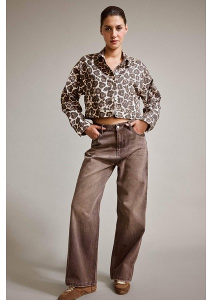 Leopar Desenli Düğmeli Denim Ceket fiyatları