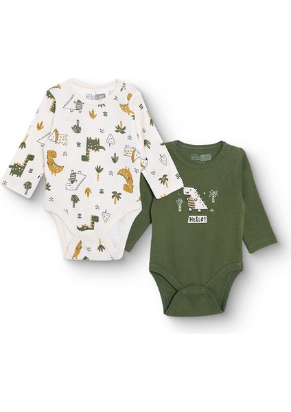 Erkek Bebek 2li Uzun Kol Body Çıtçıtlı Yaka Uzun Kol