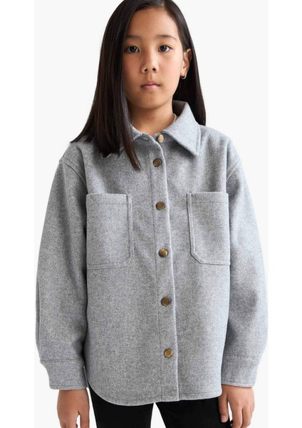 Kız Çocuk Uzun Kollu Çıtçıtlı Gömlek Ceket F2271A825AU