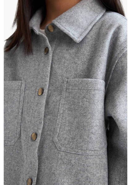 Kız Çocuk Uzun Kollu Çıtçıtlı Gömlek Ceket F2271A825AU