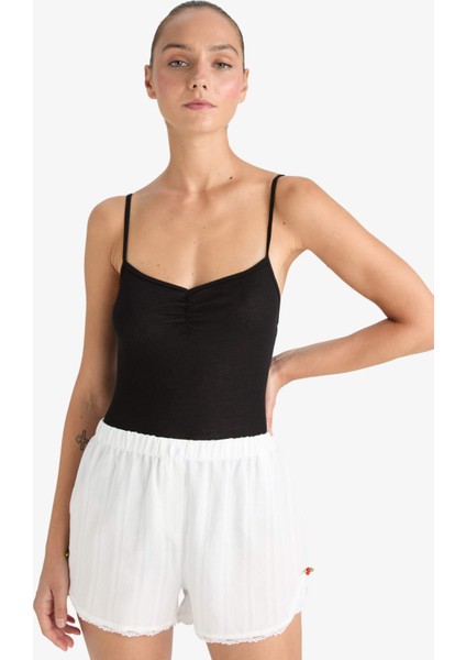 Regular Fit Beli Lastikli Şort Pijama Altı-Fall in Love F8934AX25HS fırsatları