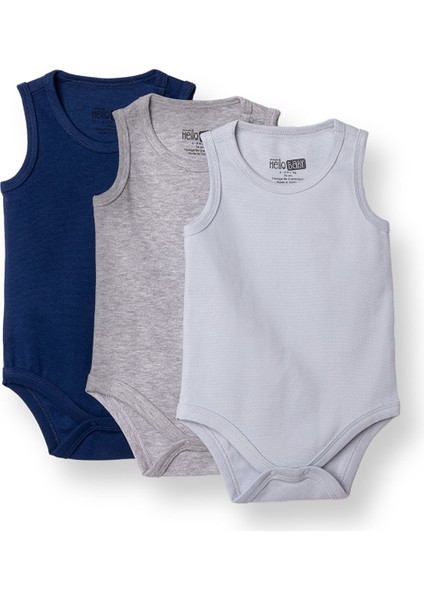 Erkek Bebek 3lü Atlet Body Ribana Bisiklet Yaka Atlet Kol