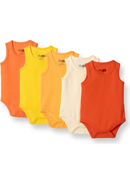 Erkek Bebek 5li Atlet Body Ribana Bisiklet Yaka Atlet Kol