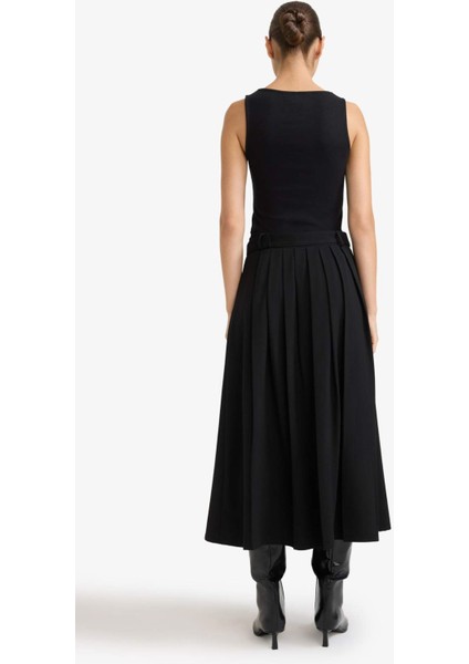 Regular Fit Yüksek Bel Kemerli Maxi Etek G0974AX25WN