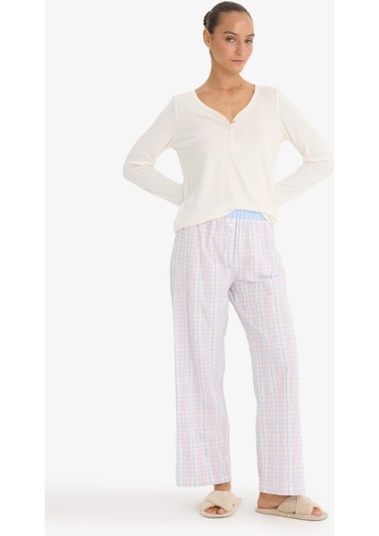 Regular Fit Uzun Boy Gofre Dokulu Pijama Altı-Fall in Love F8935AX25HS fırsatları
