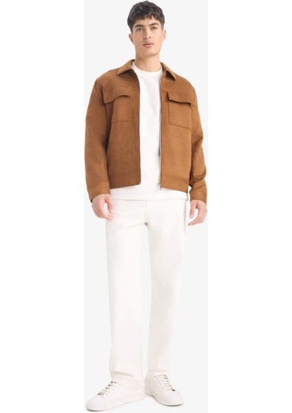 Slim Fit Dar Kesim Polo Yaka Astarlı Fermuarlı Cepli Mevsimlik Baharlık Süet Mont Y5362AZ25AU fiyatları