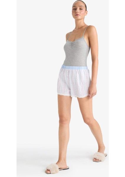 Regular Fit Gofre Dokulu Çizgili Şort Pijama Altı-Fall in Love F8932AX25HS modelleri