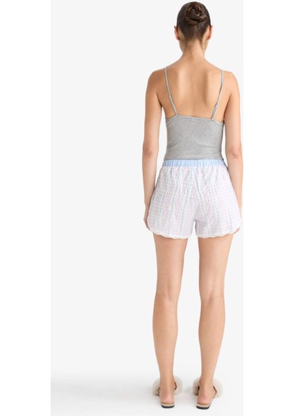 Regular Fit Gofre Dokulu Çizgili Şort Pijama Altı-Fall in Love F8932AX25HS