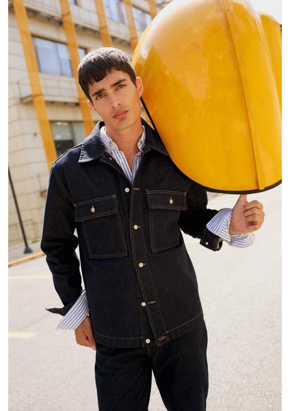 Relax Fit Düğmeli Denim Ceket F8292AX25AU