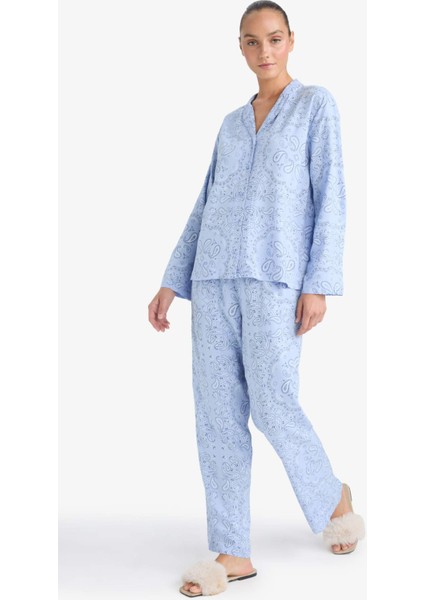 Pijama Takımı Regular Fit Desenli Uzun Kollu Üst Uzun Alt-Fall in Love F9824AX25AU fiyatları