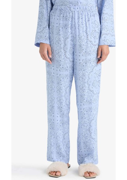 Pijama Takımı Regular Fit Desenli Uzun Kollu Üst Uzun Alt-Fall in Love F9824AX25AU