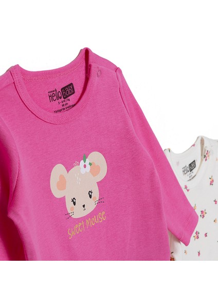 Kız Bebek 2li Uzun Kol Body Ribana Çıtçıtlı Yaka modelleri