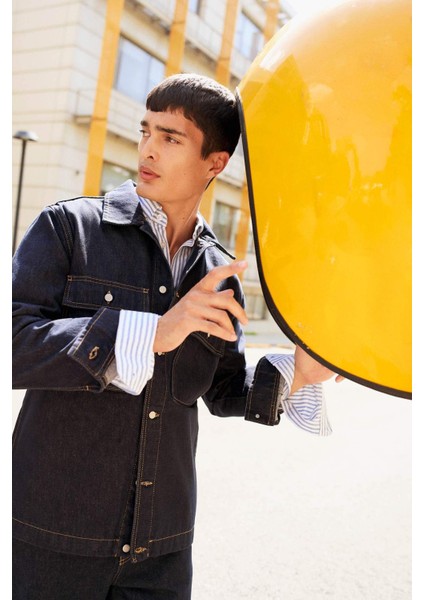 Relax Fit Düğmeli Denim Ceket F8292AX25AU modelleri