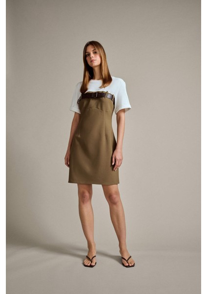 Bisiklet Yaka Kemer Detaylı Kısa Kollu Mini Elbise G3470AX25AU fiyatları