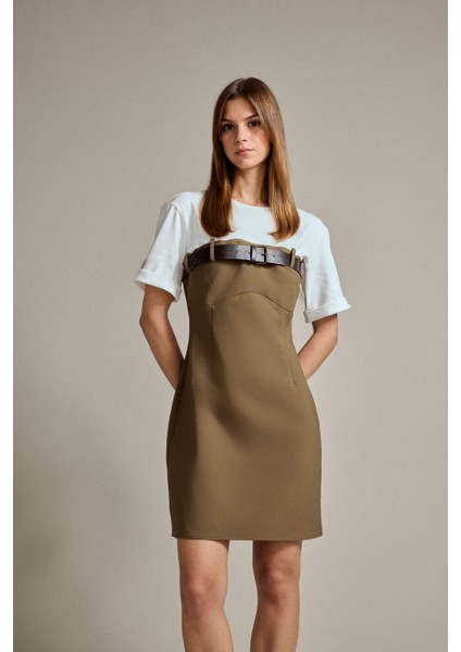 Bisiklet Yaka Kemer Detaylı Kısa Kollu Mini Elbise G3470AX25AU fırsatları