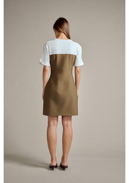 Bisiklet Yaka Kemer Detaylı Kısa Kollu Mini Elbise G3470AX25AU