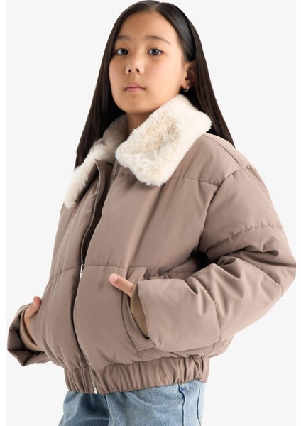 Kız Çocuk Yakası Suni Kürklü Fermuarlı Mont C5388A825AU fırsatları