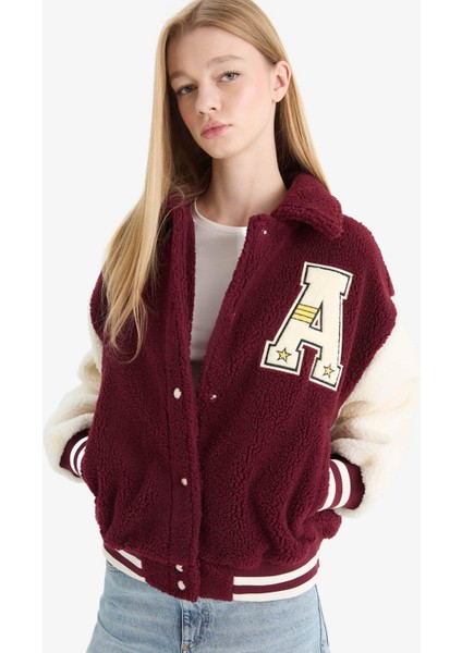 Coool Oversize Geniş Kalıp Polo Yaka Pelüş Bomber Ceket fırsatları