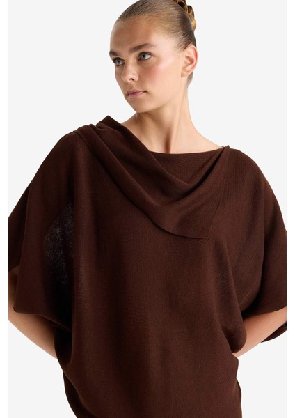 Oversize Geniş Kalıp Kayık Yaka Triko Kazak G3234AX25WN