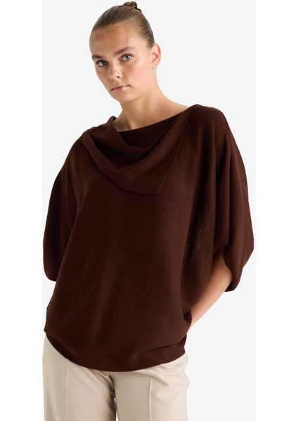 Oversize Geniş Kalıp Kayık Yaka Triko Kazak G3234AX25WN fırsatları