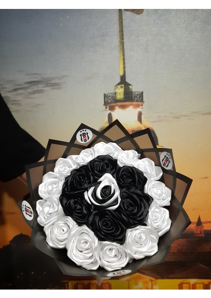 20 Li LED Işıklı Solmayan Gül Buketi Beşiktaş Taraftar Buketi fiyatları