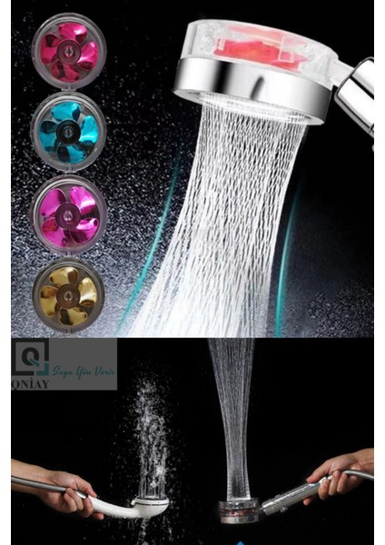 Su Tasarruflu Pervaneli Yağmurlama Duş Başlığı, Renkli ve Stop Düğmeli, Keyifli Banyo indirimleri