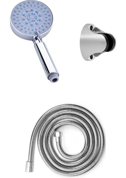 5 Fonksiyonlu Duş Başlığı ve Hortumlu Krom Mafsal Takımı