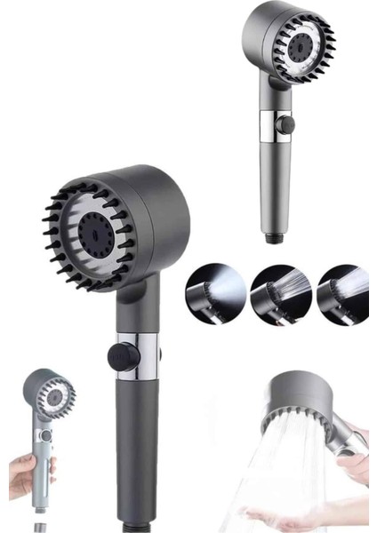 3 Fonksiyonlu Siyah Masaj ve Rahatlatıcı Duş Başlığı fırsatları