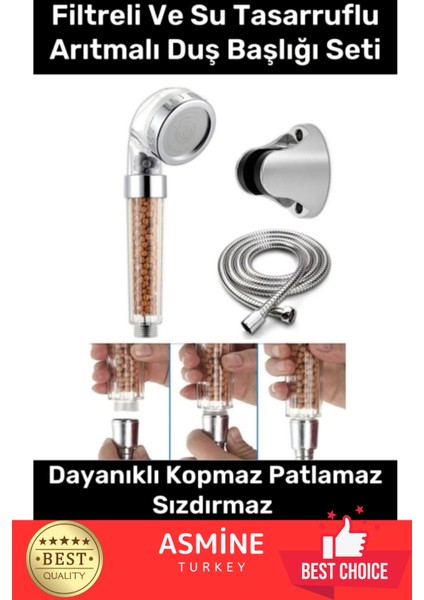 Renkli Filtreli Tasarruflu Su Arıtmalı Duş Başlığı Seti