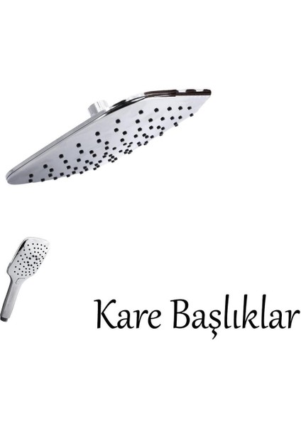 Kare Tasarım Lüks Duş Başlığı Seti, Krom Kaplama, Dayanıklı ve Şık Banyo Aksesuarı modelleri