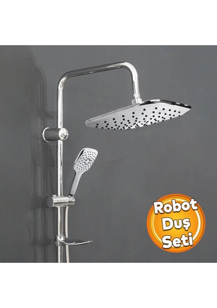 Kare Tasarım Lüks Duş Başlığı Seti, Krom Kaplama, Dayanıklı ve Şık Banyo Aksesuarı