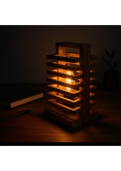 Line Serisi Masa Üstü Aydınlatma, Masa Lambası, Ahşap Masa Lambası, Gece Lambası