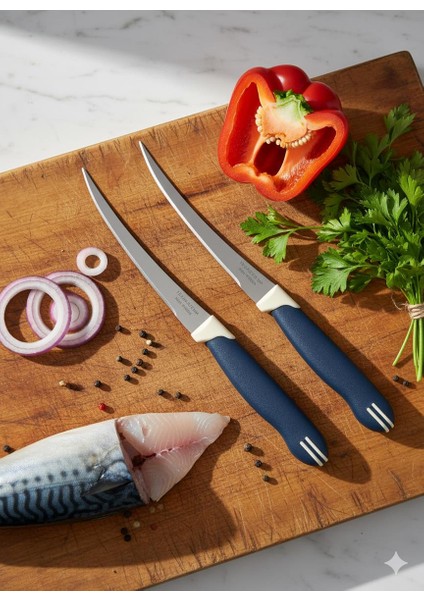 Tramontina 2’li Uzun Kıvrık Bıçak Seti Paslanmaz Çelik Lacivert