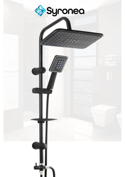 Şık Siyah Yağmurlama Duş Seti ve Hortum, Modern ve Fonksiyonel Tasarım