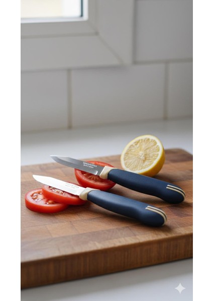 Tramontina 2’li Kısa Meyve Bıçağı Seti Paslanmaz Çelik Lacivert