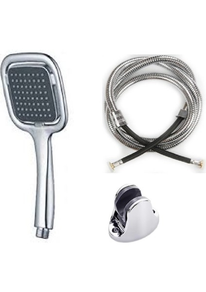 Kare Duş Başlığı Krom, Örgülü Hortum ve Dayanıklı Bağlantı ile Şık Banyo Seti fiyatları