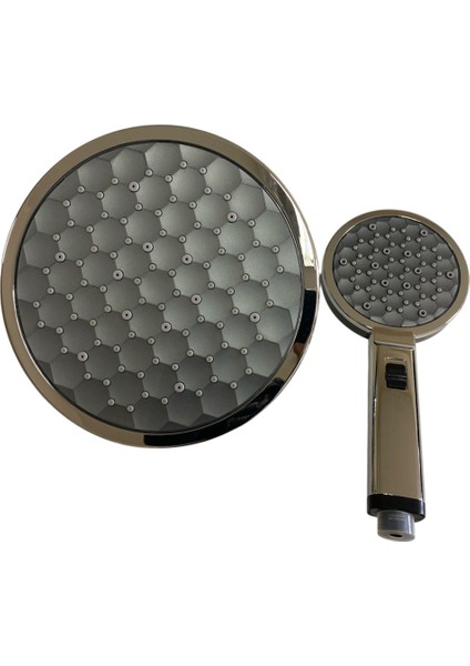 Gri Yağmurlama Duş Başlığı ve El Duşu Takımı, Şık ve Fonksiyonel Tasarım