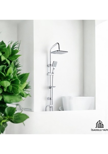 Şık Dikdörtgen Tasarımlı Paslanmaz Pirinç Tepe Duş Sistemi, Gri Renkli Banyo Duş Başlığı