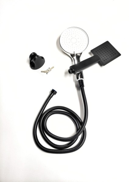 Çift Fonksiyonlu Banyo Duş Başlığı Seti, Siyah Renk, Modern ve Kullanışlı Tasarım