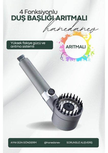 Üç Modlu Renkli Masajlı Yüksek Basınçlı Duş Başlığı